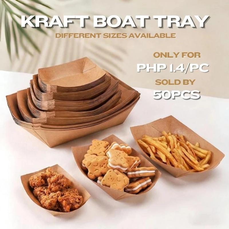 Food Packed Snacks - Kraft Tek Kullanımlık Sosis Tabağı Kraft