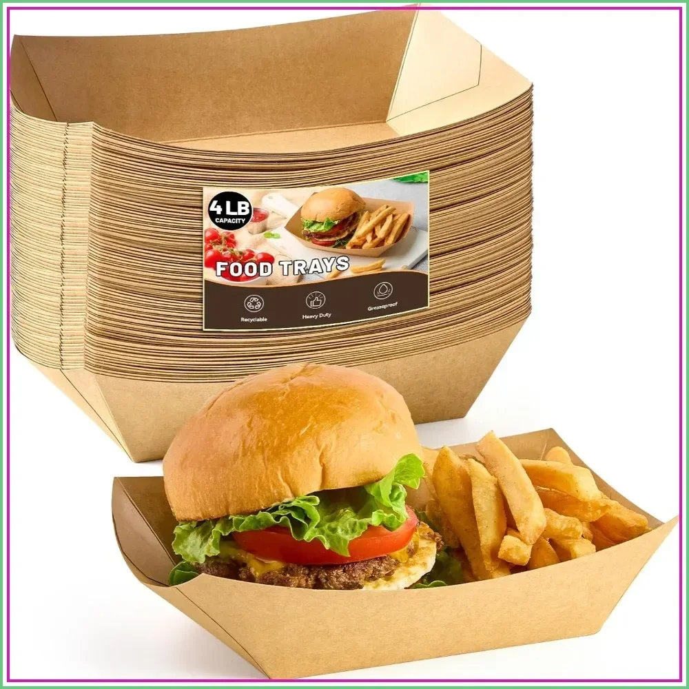 Food Snacks Images - Büyük Kraft Kağıt Yemek Tepsileri 50'li